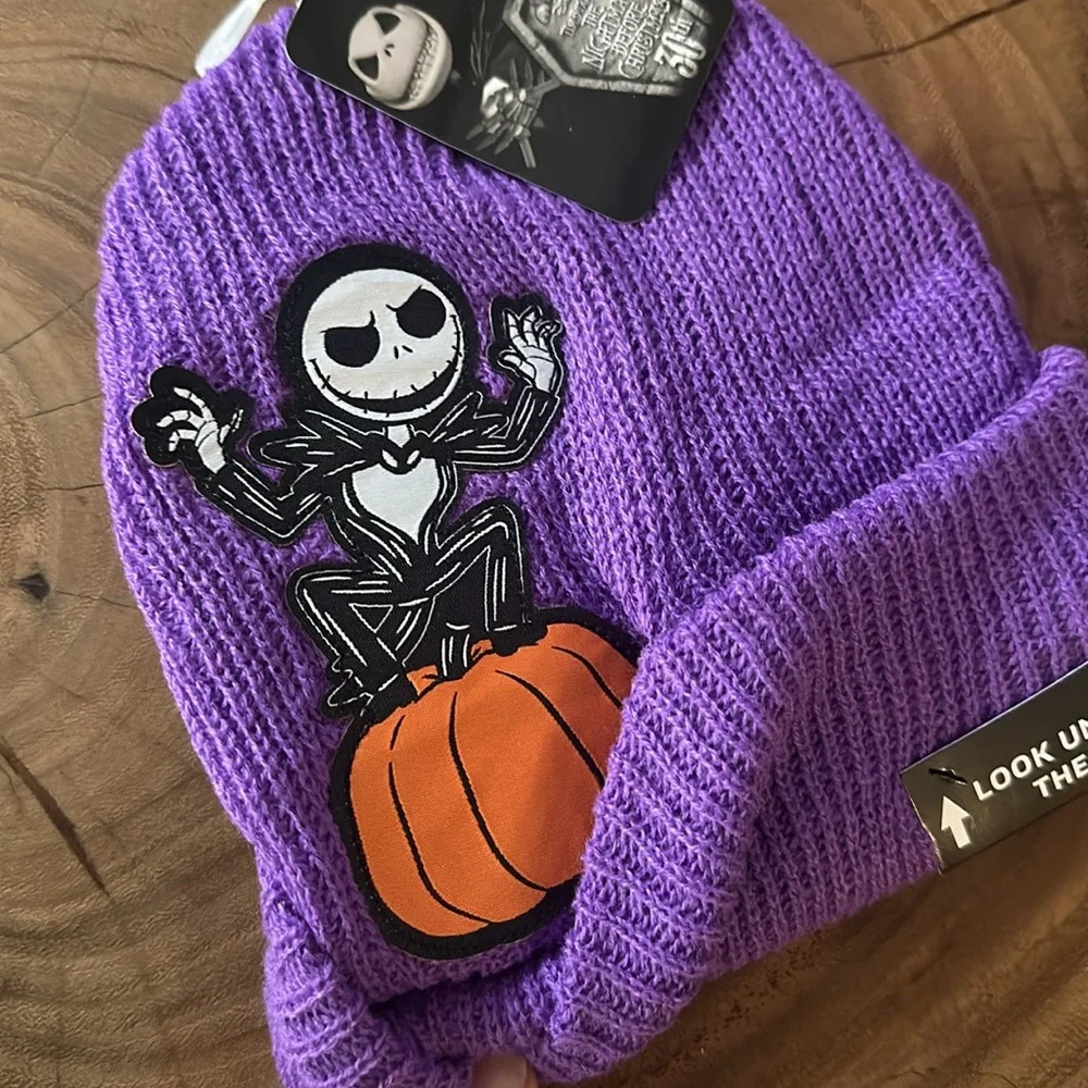 Bioworld Nightmare Before Christmas Jack Skellington Pumpkin King Purple Beanie